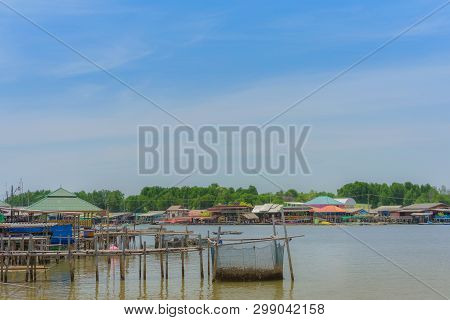 Chanthaburi, Thailand: April 15, 2019 Scenery Of Fishing Village (the No-land Village) On April 15,2