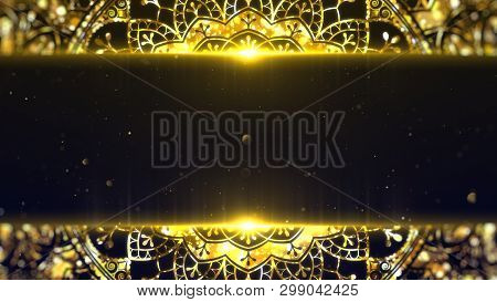 Ramadan Kareem Frame With Copyspace, Gold Theme.