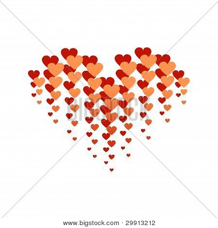 Cuore rosso e arancione, isolata On White
