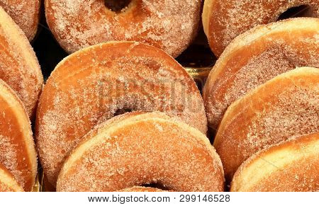 Many Sweet Donuts Stuffed In The Pastry Shop