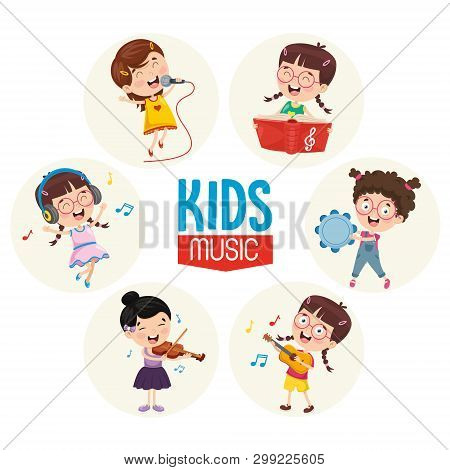 Vector Illustration Of Kids Music And İnstruments