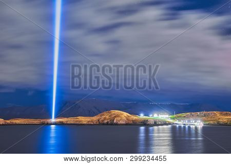 The Imagine Peace Tower On Videy Island In Reykjavik