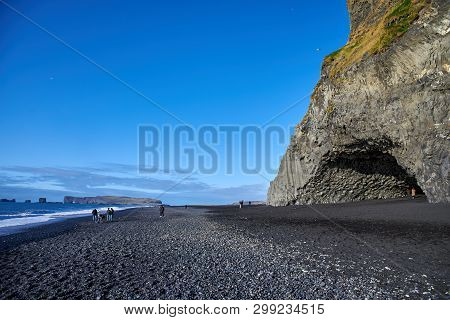 View Of The Shore With Black Sand In Iceland