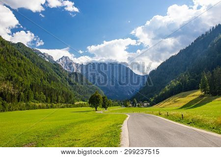 View Of Famous Logar Valley In Slovenia