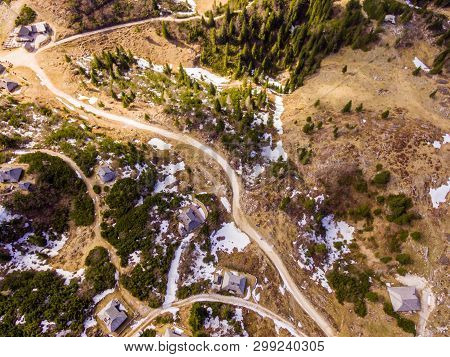 Velika Planina Alpine Meadow, Aerial Photo Of Beautiful Nature On A Sunny Day