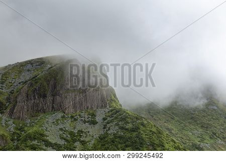 Beautiful And Dramatic View Of The Rocha Dos Bordoes Basalt Formation On Flores Island In The Azores
