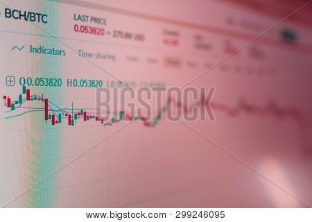 Application Interface For Bitcoin Cryptocurrency Trading . Photo Of The Computer Screen. The Volatil