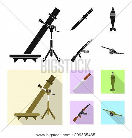 Vector Illustration Of Weapon And Gun Symbol. Collection Of Weapon And Army Stock Symbol For Web.