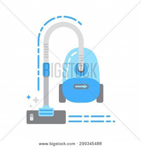 Vacuum Cleaner Flat Color Icon. Electronic Devices Concept. Isolated Flat Template.