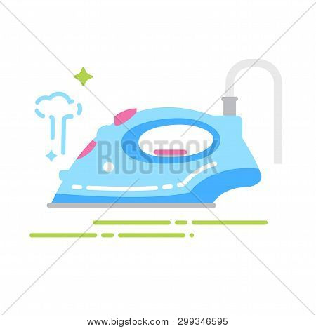 Steam Iron Flat Color Icon. Sign For Web Page, Mobile App, Banner. Isolated Flat Template.