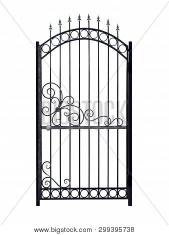 Elegant Wrought Iron Door.  Isolated Over White Background.