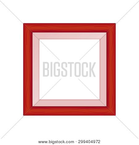 Framework Red Pastel Wooden Blank For Picture, Image Of Square Frames Red Soft Color Square Isolated
