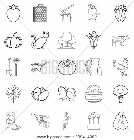Agriculturalist Icons Set. Outline Set Of 25 Agriculturalist Icons For Web Isolated On White Backgro