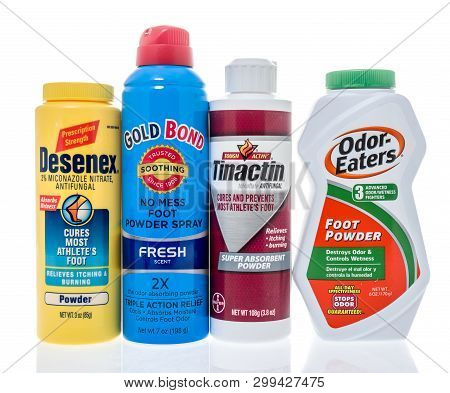 Winneconne, Wi - 3 May 2019:  A Bottle Of Desenex, Gold Bond, Tinactin, And Odor Eaters Foot Powder 