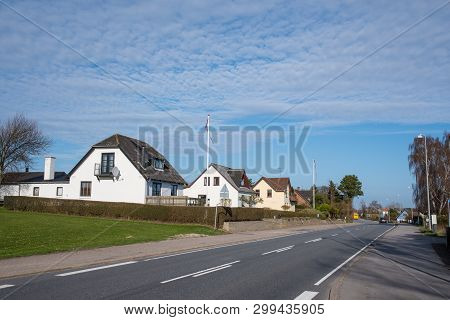 Countryside Village Of Gl. Kalvehave In Denmark On A Sunny Spring Day