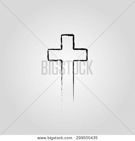 Abstract Christian Cross Black In Hand Drawn Style Christian Cross Sign