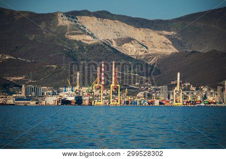 Cargo Terminal Of Novorossiysk Commercial Sea Port, Russia.