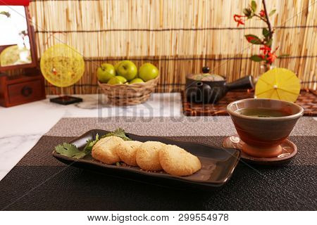 Japanese Traditional Delicious Sweets In A Dish