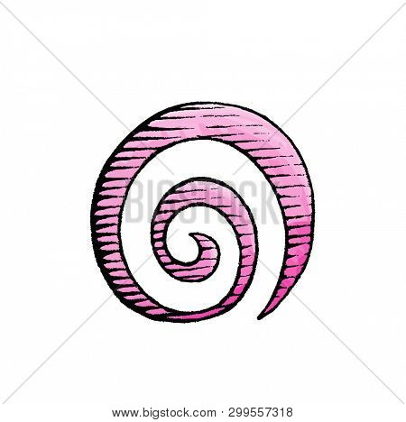 Vector Illustration of a Scratchboard Style Ink and Watercolor Drawing of a Spiral Galaxy Symbol