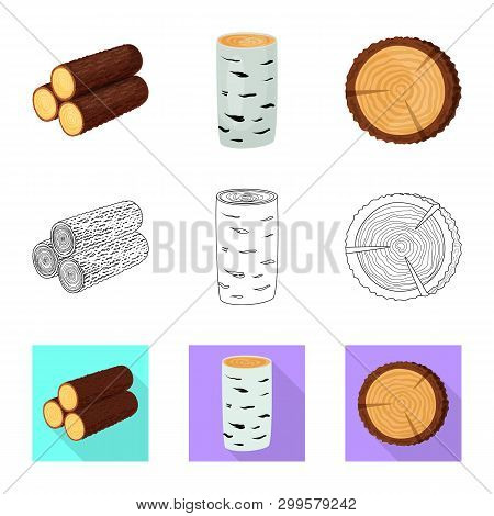 Isolated Object Of Tree   And Raw  Icon. Set Of Tree   And Construction Vector Icon For Stock.