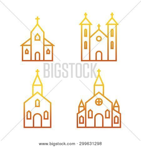 Vector Set Of Icons To The Church On A White Background