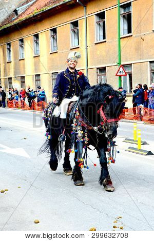 Brasov, Transylvania, Romania, April 15 2018, Riders Celebrating Of The Day So Call Juni Parade. A M