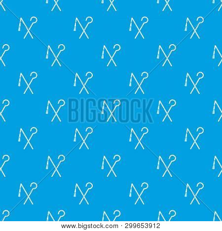 Rod And Whip Of Pharaoh Pattern Repeat Seamless In Blue Color For Any Design. Geometric Illustration
