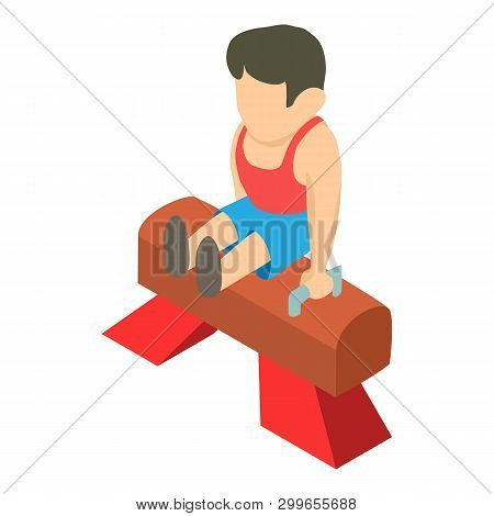 Pommel Horse Gymnast Icon. Isometric Illustration Of Pommel Horse Gymnast Icon For Web