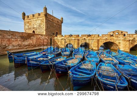 Sqala Du Port, A Defensive Tower At The Fishing Port Of Essaouira, Morocco