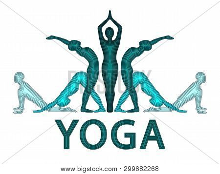 Yoga Asanas Im Paper Cut Style. Yoga Pactice Concept