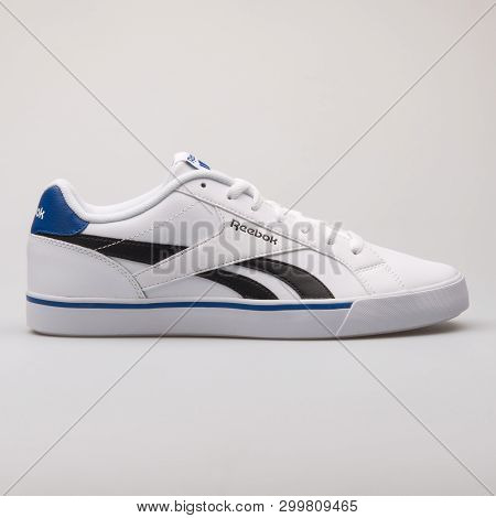 Vienna, Austria - August 28, 2017: Reebok Royal Complete White And Black Sneaker On White Background