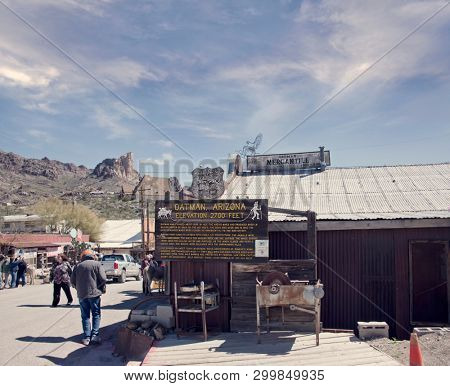 Oatman Ghost Town, Arizona USA - March 13 , 2019. The famous 