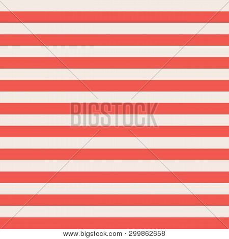 Red And Beige Horizontal Stripes Seamless Vector Background