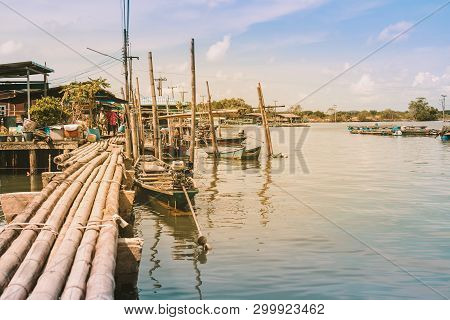 Chanthaburi, Thailand: April 15, 2019 Scenery Of Fishing Village (the No-land Village) On April 15,2
