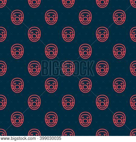 Red Line Doctor Pathologist Icon Isolated Seamless Pattern On Black Background. Vector