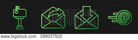Set Line Envelope, Mail Box, Outgoing Mail And Mail And E-mail. Gradient Color Icons. Vector