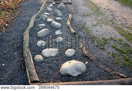 Tactile Path For Bare Feet Awakens The Senses And Uneven Endings On The Feet Alternating Different M