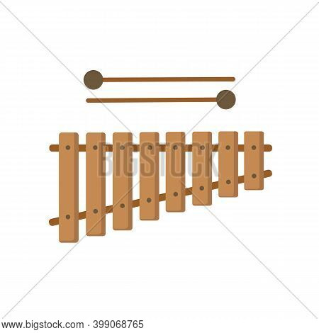 Xylophone Musical Instrument. Children\'s Xylophone Isolated On White Background.  Vector Stock