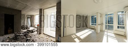 Unfinished Building Interior White Room Repairs In The Apartment Preparing In The Roomrenovation Con