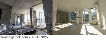 Unfinished Building Interior White Room Repairs In The Apartment Preparing In The Roomrenovation Con