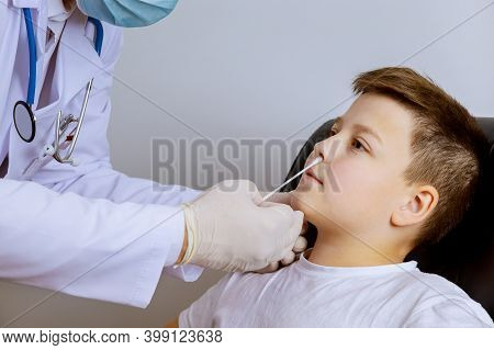 Worker Taking A Swab For Nasal Sample For Medical Examination Coronavirus Covid-19 Plr Test Test A N
