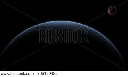 View Of Two Planets In The Space
