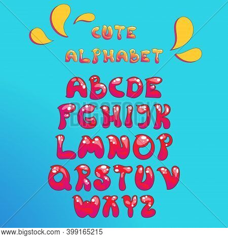 Cute Alphabet. Set Of All Characters Of English Alphabet. Vector Illustration On Bright Background. 