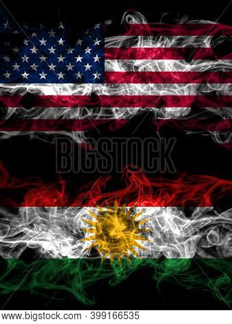 United States Of America, America, Us, Usa, American Vs Kurdistan, Kurdish, Kurds Smoky Mystic Flags