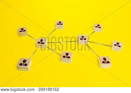 Blocks Of People Connected In One Network. Communication And Interaction, Building Business Relation