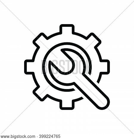 Black Line Icon For Preference Config Gearwheels Service Settings Machine Wrench Repair