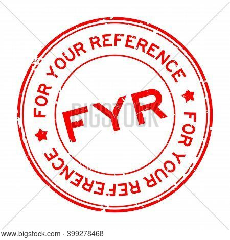 Grunge Red Fyr For Your Reference Word Round Rubber Seal Stamp On White Background