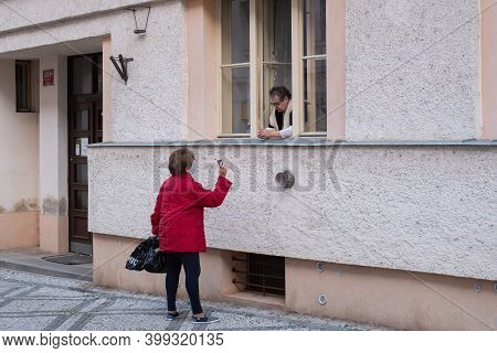 Prague, Czech Republic. 12-01-2020. Beautiful Urban Scene Highlighting Tress And Buildings Of Prague