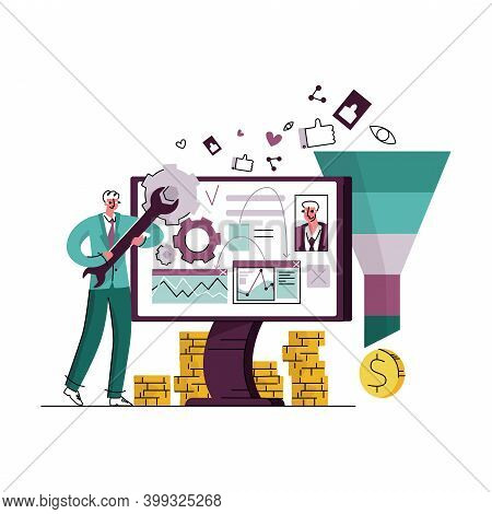 Vector Illustration Concept Cro, Ab Test, Startup, Attracting Subscribers, Buyers, Increasing Sales,