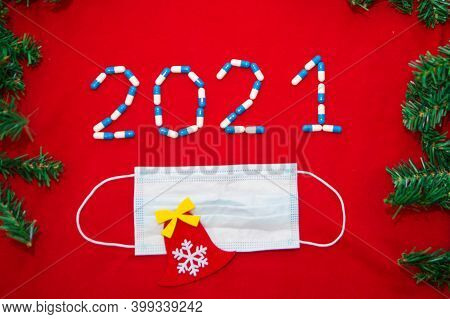 Coronavirus, Covid-19 And The New Year. Holiday In Self-isolation, Hospital. Christmas Decorations A